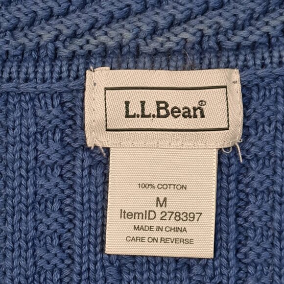 L.L.Bean Women Vintage Cardigan Size M Royal Blue Heavy Knit Nordic Button Down - Picture 6 of 16